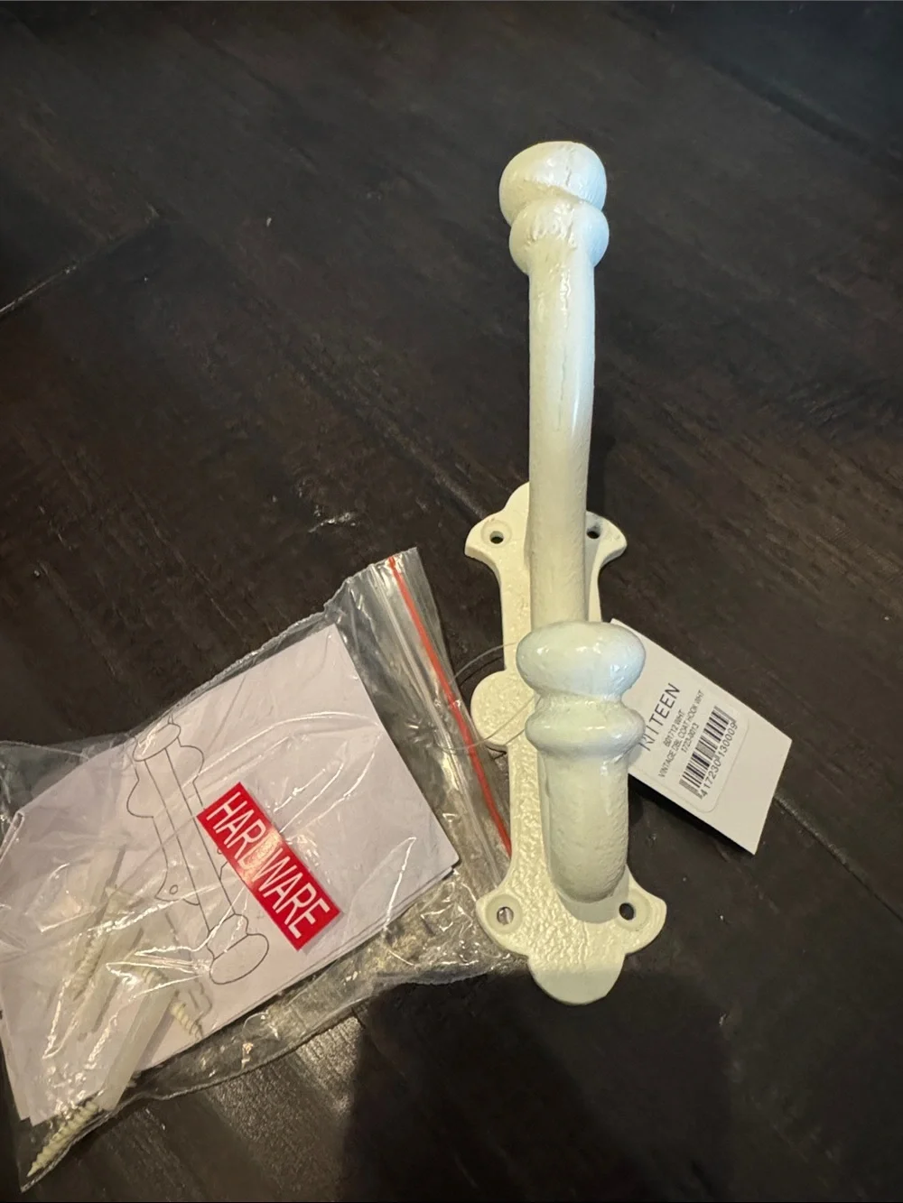 Restoration Hardware White Double Wall Coat Hook - Vintage Style